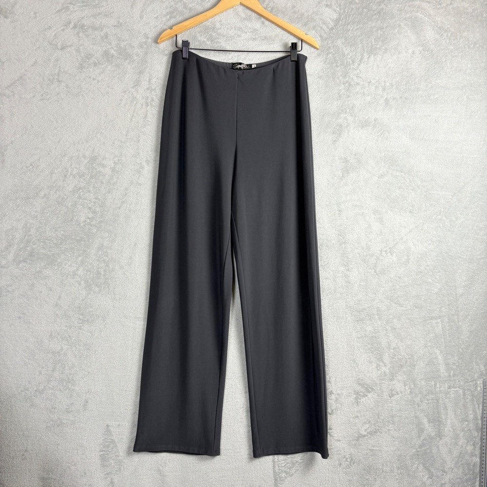 Sympli Pants Wide Leg Trousers 10 Gray Pull On Stretch Workwear Contemporary
